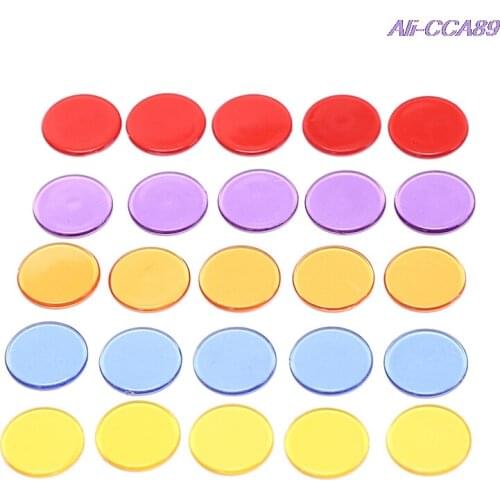 50Pcs 5Colors 1.5cm Plastic Poker Chips Casino Bingo Markers for Fun Family Club Carnival Bingo Game Supplies Acce
