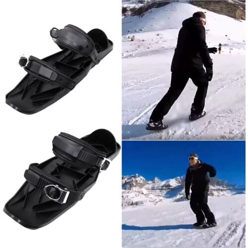 Mini Sled Ski Shoes Snowing Skateboards 39x10cm Black Snow Shoes Snowshoes Snowboard Snowskates-Adjustable, One Size, Durable