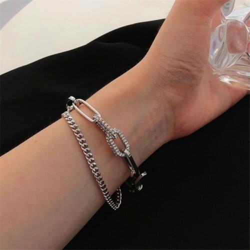 Miuoxion Retro Zircon Inlaid Double Chain Bracelet Simple Fashion Jewelry For Women Feature Namour Charm Gift All Seasons