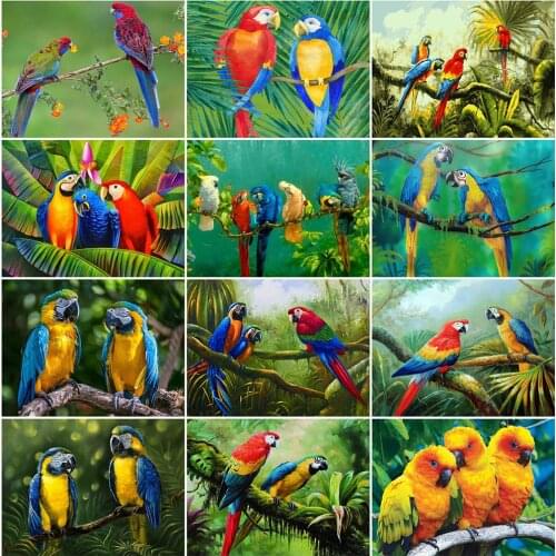 MomoArt Diamond Painting Parrot Needlework Diamond Embroidery Animal Cross Stitch Mosaic Bird Picture Of Rhinestones Handicraft