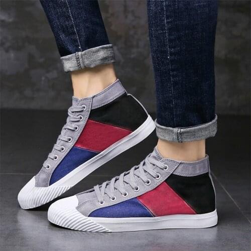 Mens Fashion Casual Canvas Shoes High Top Sneaker Spring Autumn Men Ankle Boots High Quality Non-slip Walking Shoe Zapatillas