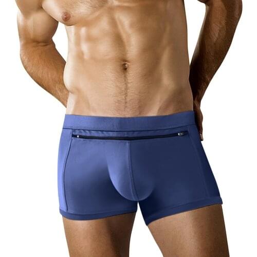 NEW 2020 zipper design swimwear men swim trunk boxer sexy solid blue black white orange swim shorts men swimsuit sunga beachwear