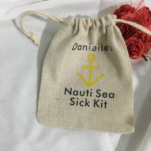 Nautical Bachelorette Hangover recovery Survival Kit wedding muslin favor gift bags Candy pouches bridal shower party gift bag