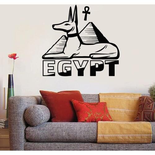 Lettering Wall Decal God Anubis Ancient Egypt Symbol Pyramid Vinyl Window Stickers Retro Art Mural Interior Decor Removable M614