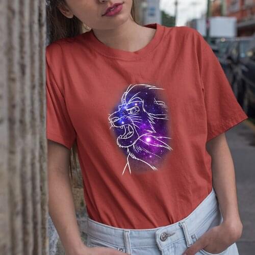 Summer New Disney Women T-shirt Fashion Casual Top Clothes The Lion King Simba Cartoon Printing Four Seasons T Shirts Female Tee