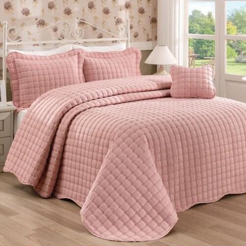 2021 new Fashion Powder Pink Double Bed Cover King Queen Size Cap Hot Stylish Modern Wedding Marriage Dowry