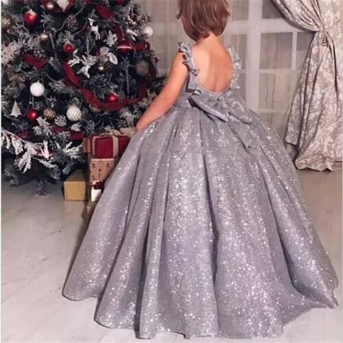 New Shinning Sequin Girls Pageant Dresses First Communion Dresses Backless Green Flower Girl Gowns Formal Party Dress