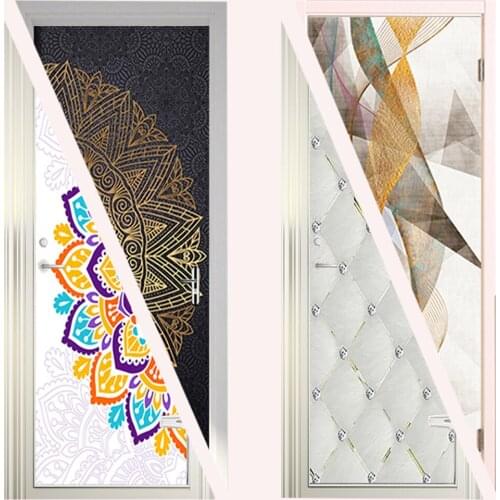 New Door Stickers 3D Creative Feather Stickers Background Decoration Wall Stickers Wooden Door Renovation