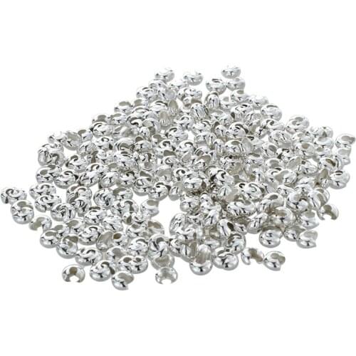 300 Silver Plated Metal Knot Crimp Covers Beads 0.16" HOT