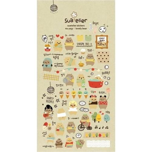 Origin Korea Sonia Scrapbooking Sticker Lovely Bear Hobby Homehold Supplies Diary DIY Craft PVC Decoration Suatelier Stickers