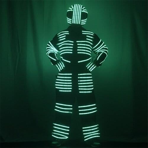P13 Party cosplay led costumes stage dance colorful robot men suit RGB light dj wears helmet bar perform outfit glowing clothes