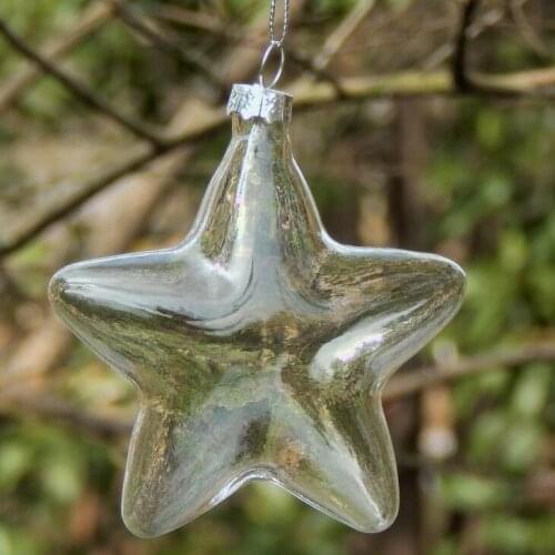 Transparent five-pointed star pendant Glass crafts pendant on Christmas tree