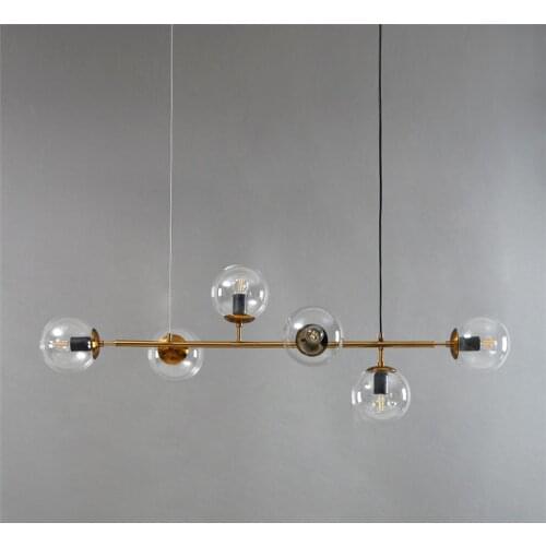 Modern Glass Ball Pendant Lights Nordic Transverse Chandelier Lighting Living Room Decoration LED Restaurant Bar Light Fixtures