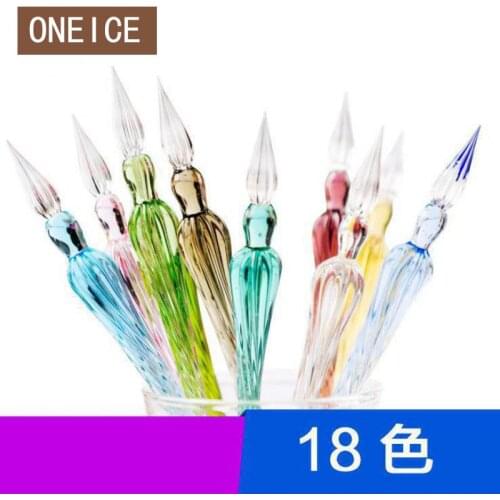 Glass Squirt Pen Color Ink Comic Test Dip Glass Signature Pen Fountain Pens Gel Pens Crystal Dip Sign Craf