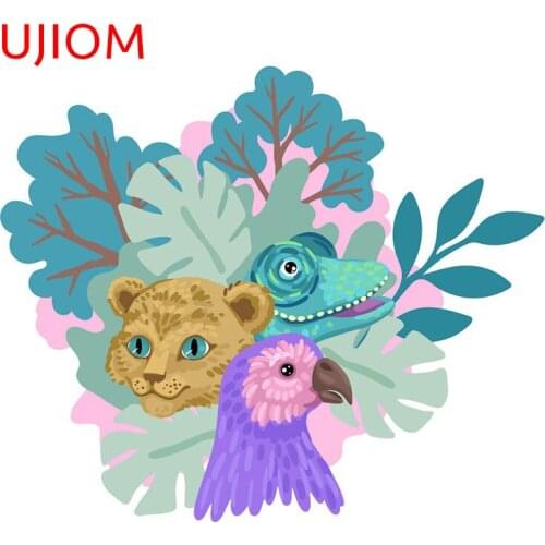 UJIOM Wild Animal Head Living Room Decor Bedroom Accessories Wall Stickers Personalise Cartoon Anime Kitchen Bathroom Decals