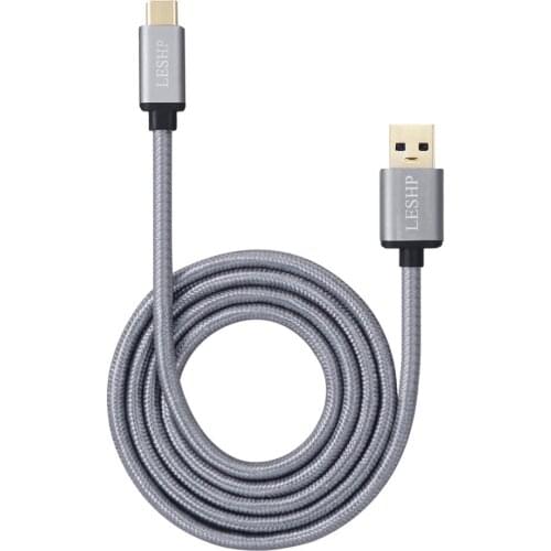 LESHP Metal Shell Nylon Braided Lightweight Durable Safe Large Current USB3.0A to USB Type-C Charging Data Charger 1M Cable