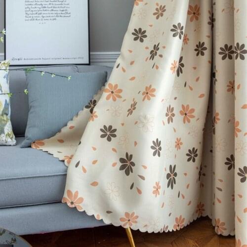 Pastoral Style Fresh Curtains Simple and Modern Horse Chestnut Shading Cloth Cartoon Printing Curtains for Living Room Bedroom