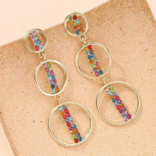 In 2021 Fashion Splicing Earrings Contracted Multilayer Pendant Earrings Exaggerated Geometry Personality Girl Stud Earrings