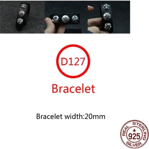 D127 S925 sterling silver leather bracelet personality anchor fashion bracelet punk street women simple accessories
