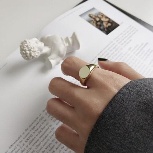 925 Sterling Silver Round Glossy Open Rings Gold Simple Wild Design Elegant Chic Rings For Women Engagement Ring Gift