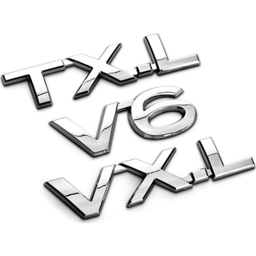1Pcs V6 VX VXL TXL Metal Alloy Badge In Chrome Car Rear Trunk Lid Sticker Emblem Fit For Toyota Prado