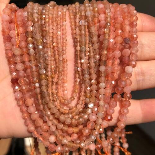 2/3/4mm High Quality Natural Sunstone Loose Rondelle Beads For Jewelry Making Diy Needlework Spacer Faceted Bracelet Necklace