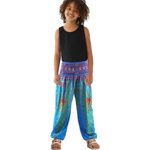 2020 Summer Girls Leggings Kids Pants Boho Printing Children Yoga Pants Loose Hippy Girl Trousers Kid Casual Beach Wear 3T-10T