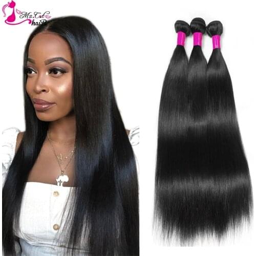 Ms Cat Hair Bundles Malaysian 3 Bundles Straight/Human Hair Weave Deals Natural Black Remy Hair Extension 8"-26" Can be Permed