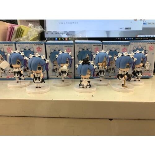 7pcs/set Anime Re:Life in a different world from zero Rem Maid Wear Ver. PVC Action Figure Collectible Model Toys Doll 8cm T30