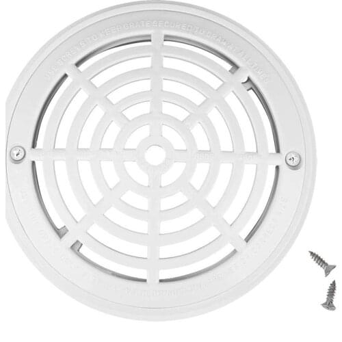 8Inch Pool Main Drain Cover the Top Grate Bottom Mounting Plates White Replacement Pool Drain Cover Pool Outlet Cover