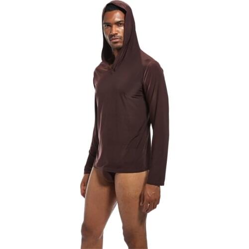 Satin sleepwear for men Casual Ice Silk Pajamas Top Comfortable Sleepwear Pyjamas Top Loungewear Sexy Nightwear Fits All Seasons