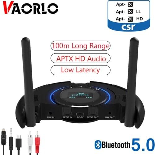 VAORLO APTX HD Wireless Transmitter and Reciever Bluetooth 5.0 APP Control Stereo Music For Headphones With 3.5mm Optical Jack