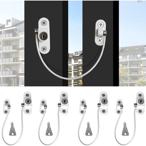 4Pcs/Set Baby Security Child Protection Lock Window Lock Stainless Steel Baby Door Retainers Infant Security Window Limiter
