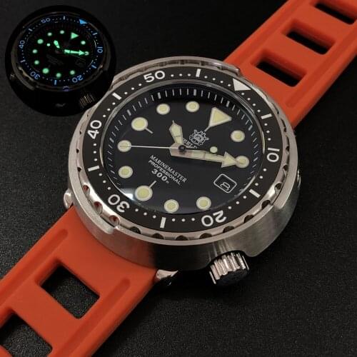 Mens dive watches,STEELDIVE men tuna wrist watch 30ATM waterproof automatic mechanical wristwatch Switzerland C3 luminous clock