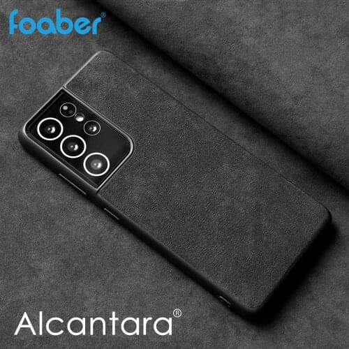 Foaber Italian Alcantara Case for Samsung Galaxy S21 Ultra S20 S10 9 8 Note20 10 Plus 5G Luxury Artificial Leather Phone Cases