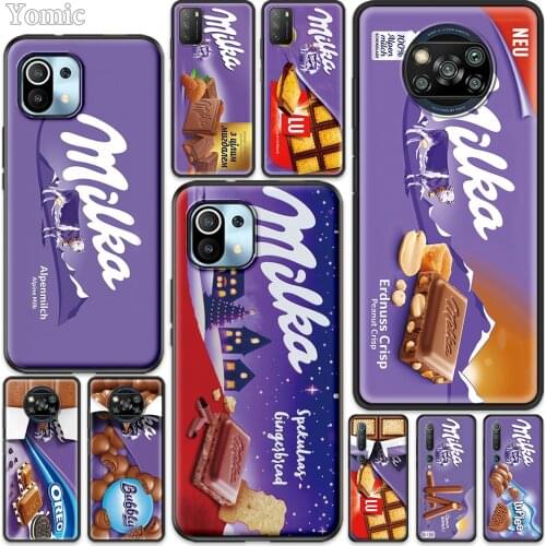 Chocolate Milka Box Case for Xiaomi Mi 11 Poco X3 NFC 10S 10T Pro 5G TPU Soft Black Cover Note 10 9T M3 CC9 9 SE A2 Lite F1