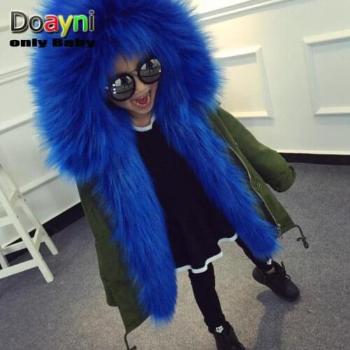 Doayni Baby Unisex Kids Winter Coat Faux Fox Fur Liner Detachable Jackets Childrens Todders Outerwear Coat fit for 9o to 160