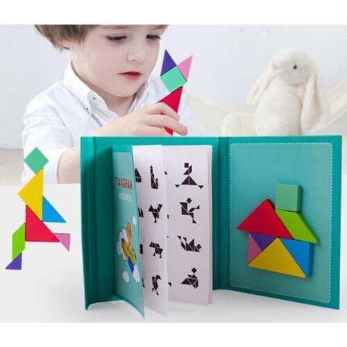 Travel Tangram Puzzle Magnetic Pattern Block Book Road Trip Game Jigsaw Shapes Games for Kid Adult Challenge IQ Educational Toys