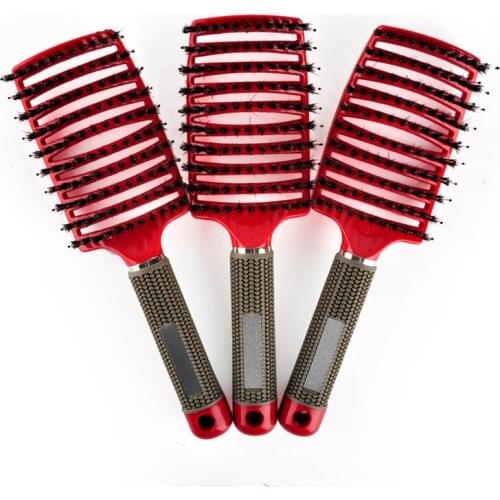 Hair Comb Scalp Massage Comb Hairbrush Bristle&Nylon Women Wet Curly Detangle Hair Brush for Salon Hairdressing Styling Tools