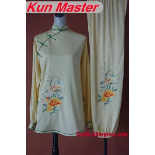 Custom Oblique Tai Chi Performance Uniform Flower Embroidery Martial Art Clothing For Kung Fu According Your Height And Weight