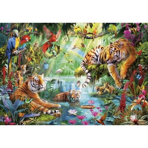 JOHNSON Tiger Lagoon Forest River Parrot Flower Tree Bird backdrops High quality Computer print party photography backgrounds