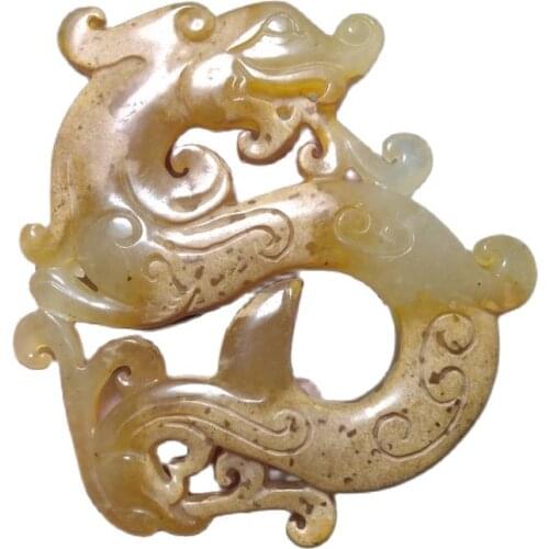 Exquisite jade dragon and phoenix chengxiang pendant hollow brand pendant