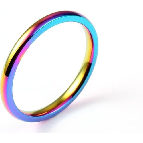 MANGOSKY 2mm Titanium Colorful Ring for Women