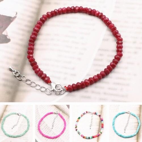 Trendy Bracelet Natural Stone Beads Strand Charms Bracelets Stone Rubys Aquamarines Aventurine Howlite Bangle Jewelry Gift B103