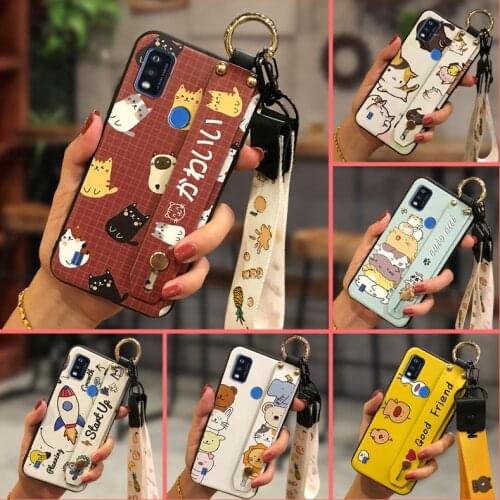 New Arrival Cartoon Phone Case For ZTE Blade A51 Kickstand New Shockproof Wrist Strap Original