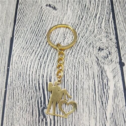 New Family Keychain Stainless Steel Lovers Couple Pendant Keychain Heart Keychain Figure Jewellery