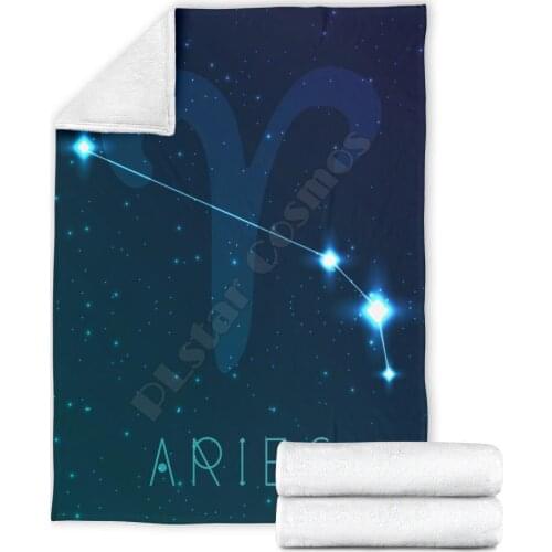 Aries Zodiac fleece blanket Printed Blanket Adults/kids Fleece Blanket Sherpa Blanket 02