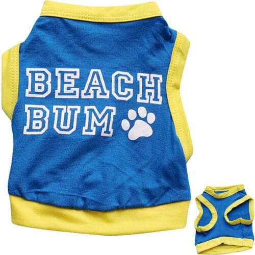 Pet Clothing Summer New Sweet and Simple Printing Letter Footprint Vest T-shirt Short-sleeved Shirt Puppy Dog Clothes