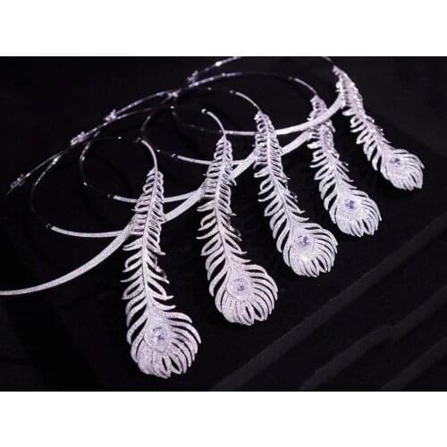 925 sterling silver with cubic zircon feather torque necklace fine women jewelry fashion free shipping