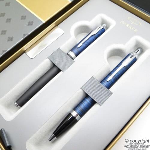 Parker IM Blue Origin Roller Pen + Ballpoint Pen Set | İsme Special Pen | Gift Pen